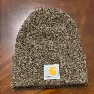Carhartt Marled Olive Knit Cuffed Beanie with Logo Patch